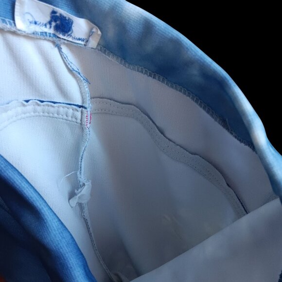 28x32 Vintage Women's Pants Bellbottom 70's Sears Blue Tie-Dye Flared Stretch - Picture 7 of 7